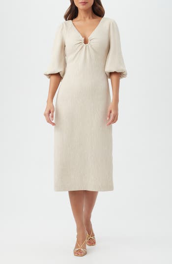 Trina Turk Madeline Textured Midi Dress In White