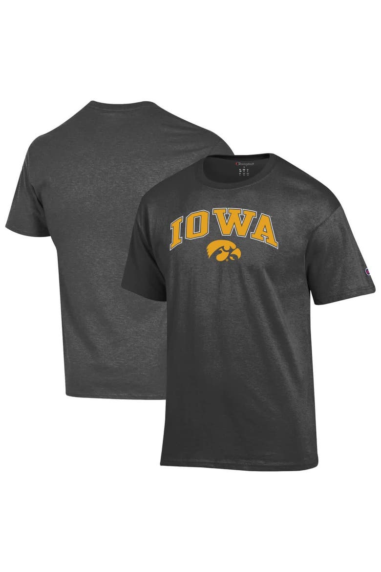 Men's Champion  Charcoal Iowa Hawkeyes Arch Over Logo T-Shirt, Main, color, Charcoal