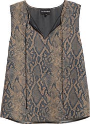 Emporio Armani Snakeskin Print Tie Neck Sleeveless Top