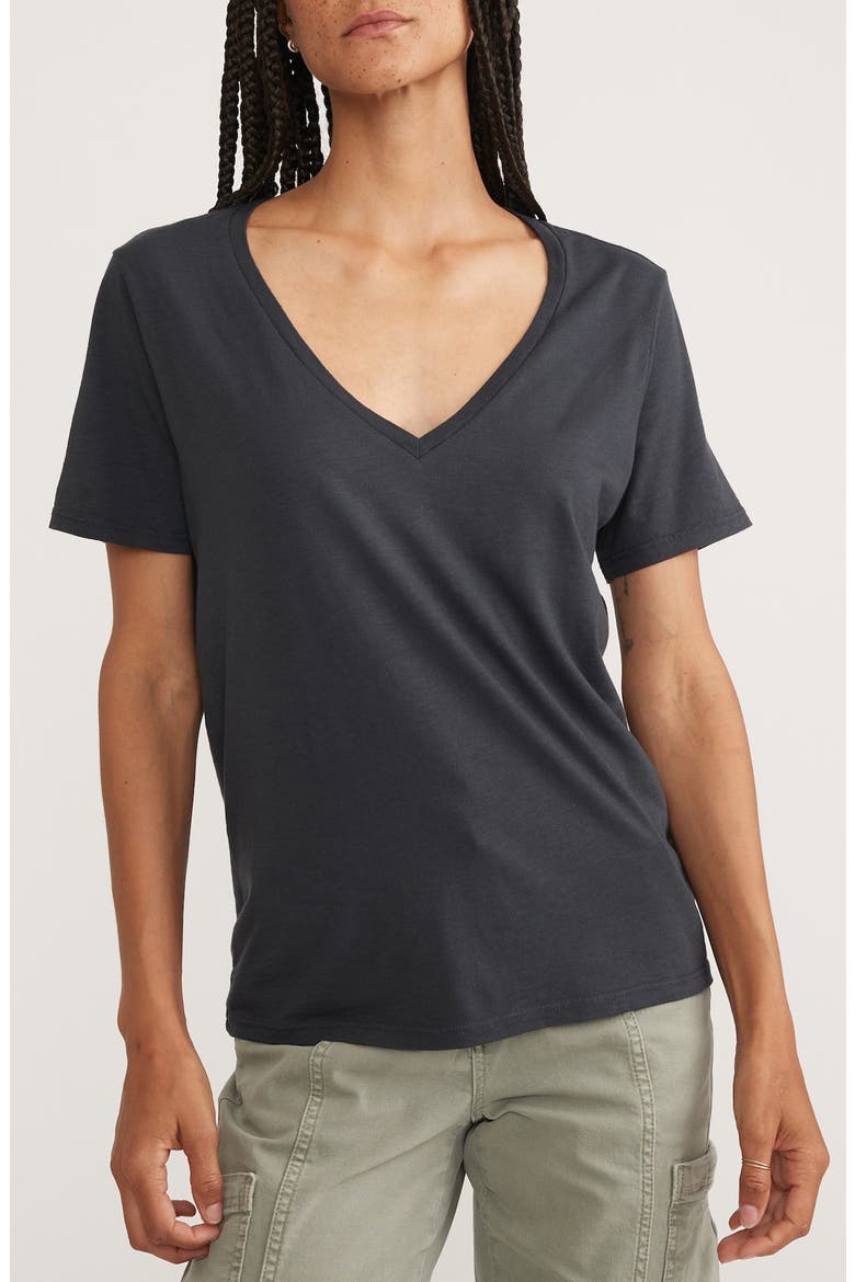 Boyfriend V-Neck T-Shirt, Main, color, FADED BLACK