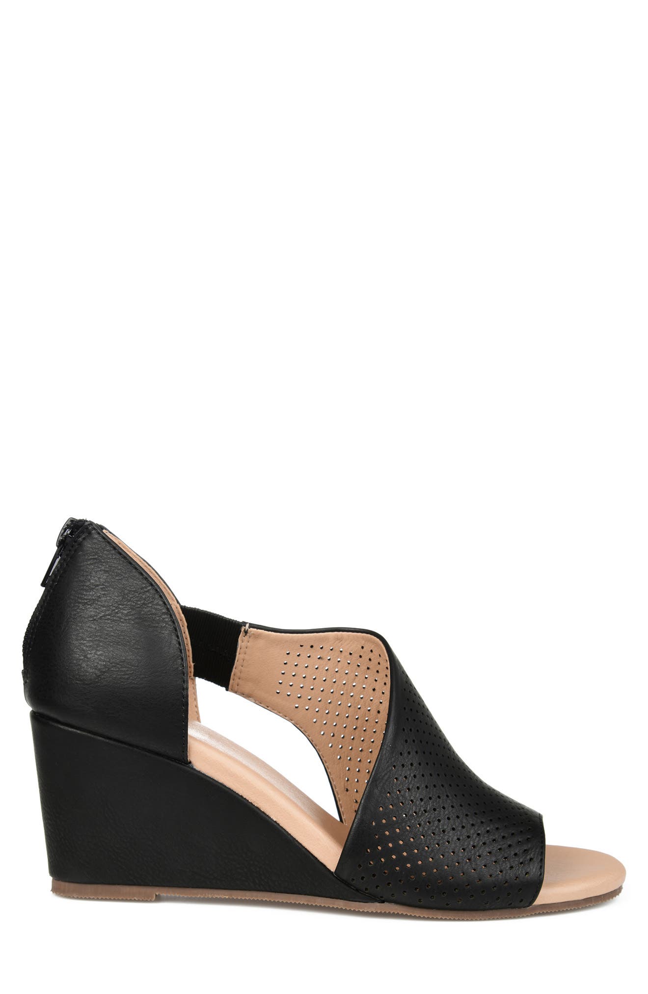 Journee Collection Aretha Perforated Wedge Sandal - Wide Width, Alternate, color, Black