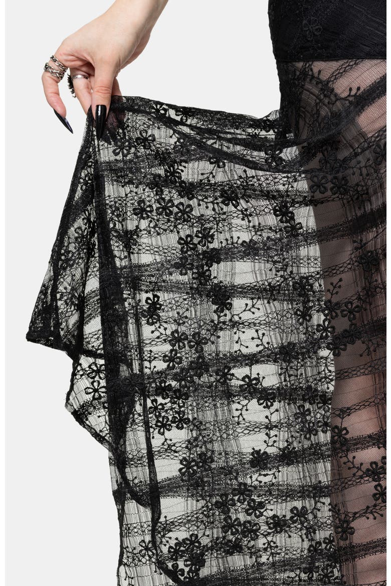 Lucie Lace Asymmetric Hanky Maxi Skirt, Alternate, color, Black