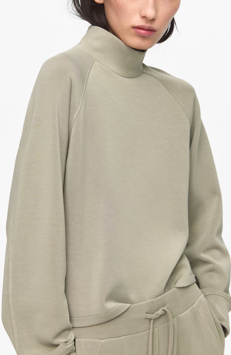 MANGO Mock Neck Sweatshirt, Alternate, color, Khaki Green