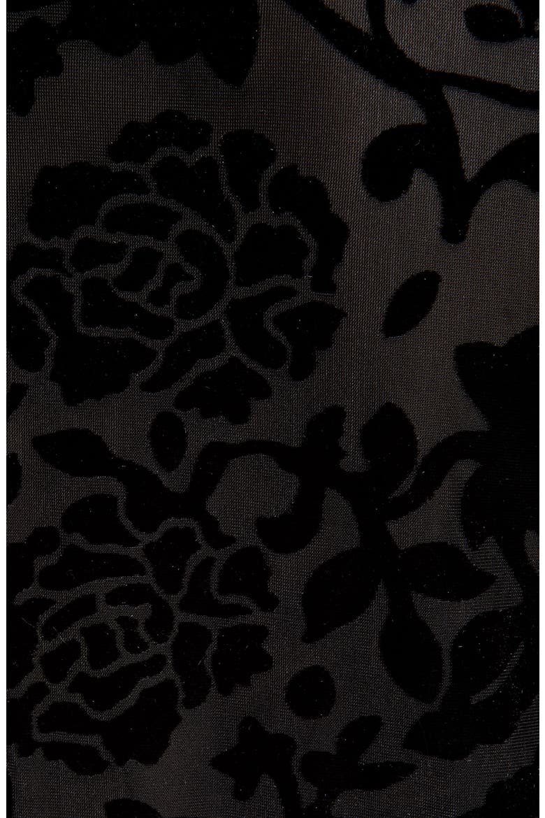 Flocked Sleeveless Peplum Top, Alternate, color, BLACK FLOCKED FLORAL