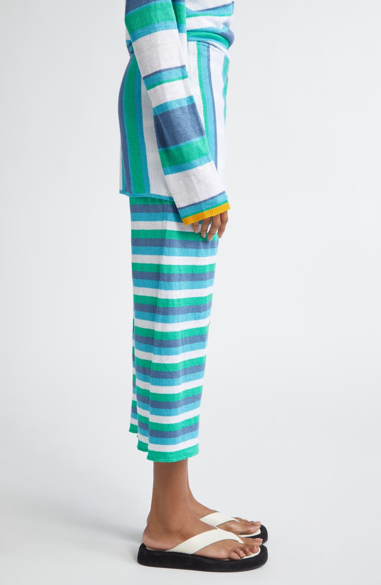 YanYan Embroidered Stripe Crop Linen Pants with Removable Wrap Panel, Alternate, color, Denim/ Peppermint/ White Multi