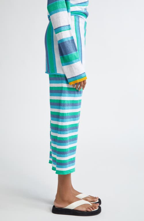 Yanyan Embroidered Stripe Crop Linen Pants With Removable Wrap Panel