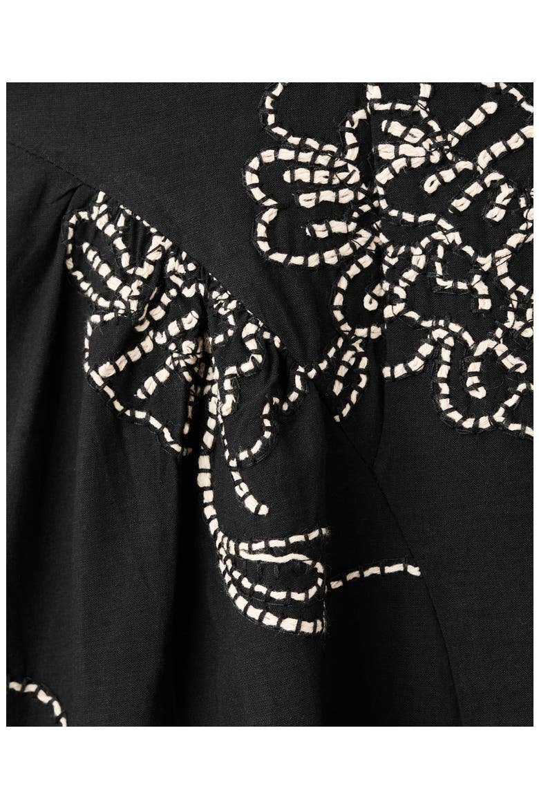 Floral Embroidered Sleeveless Midi Dress, Alternate, color, BLACK