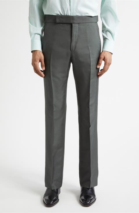Silk Canvas Straight Leg Pants