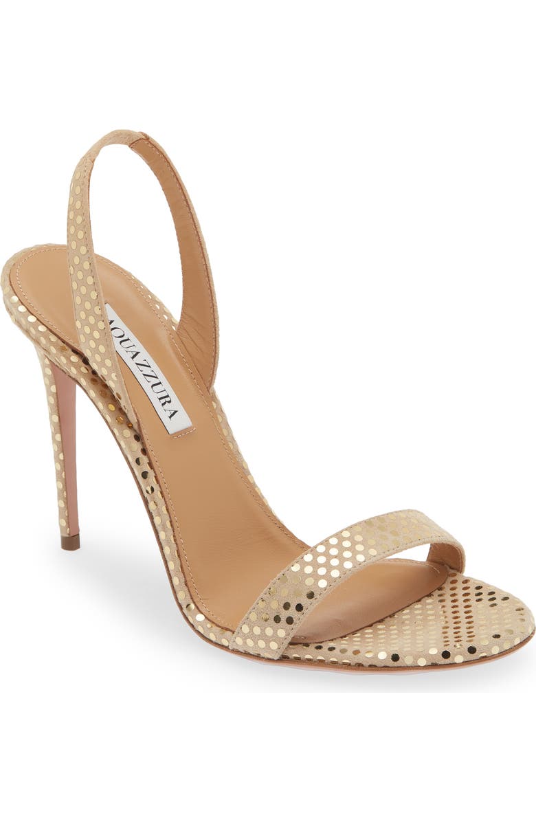 Aquazzura So Nude Paillette Embellished Slide Sandal, Main, color, Beige/Gold