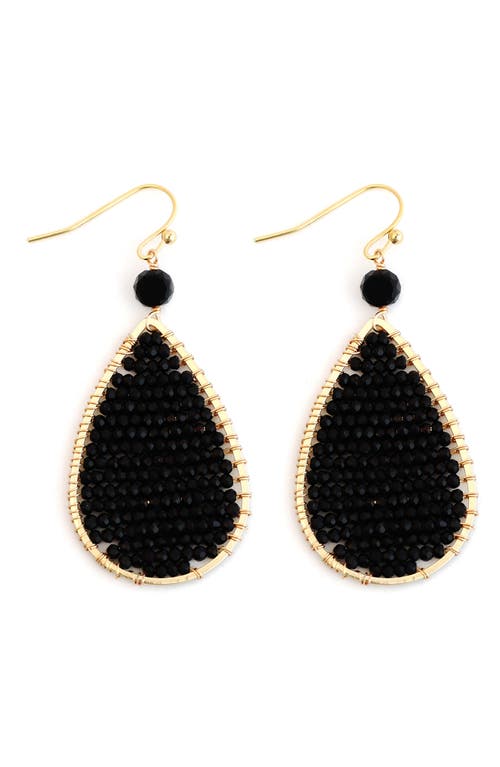 Panacea Crystal Beaded Teardrop Earrings In Black