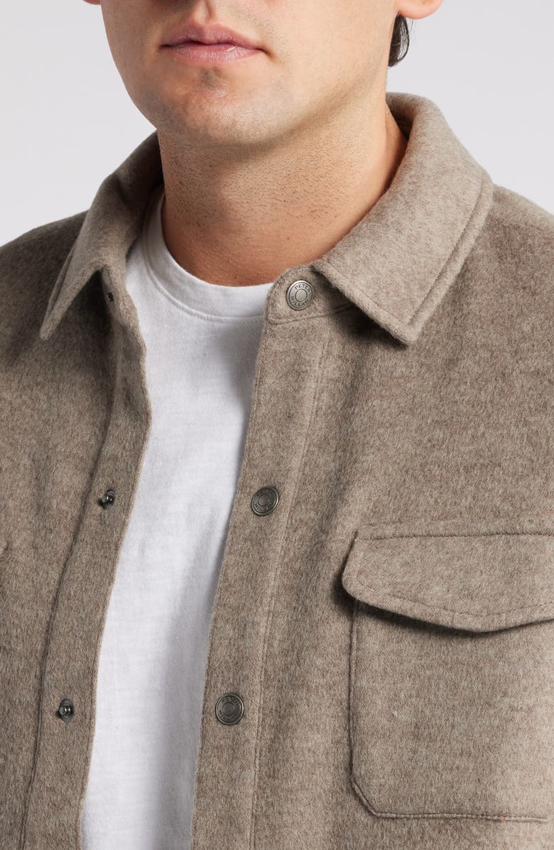 Peter Millar Crown Flex Wool Fleece Shirt Jacket, Alternate, color, Grain