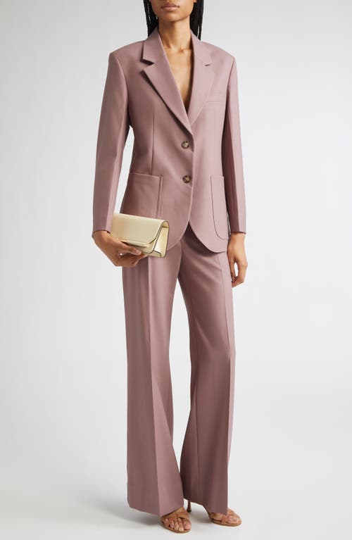 Victoria Beckham Womens Mauve Single-breasted Notch-lapel Wool-blend Blazer In Pink