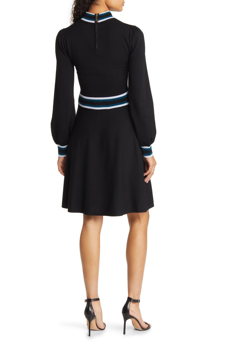 Vince Camuto Mock Neck Long Sleeve Fit & Flare Dress, Alternate, color, 