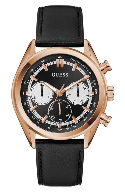 Dawson Chronograph Leather Strap Watch, 44mm