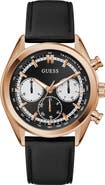 GUESS Dawson Chronograph Leather Strap Watch, 44mm