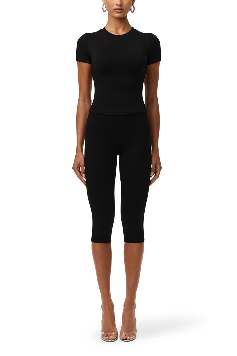 Smooth Capri Leggings, Alternate, color, BLACK