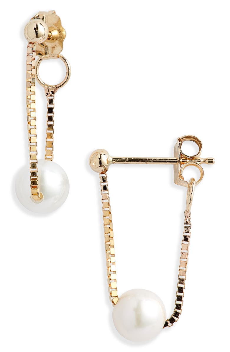 Poppy Finch Cultured Pearl Box Chain Wrap Earrings, Main, color,