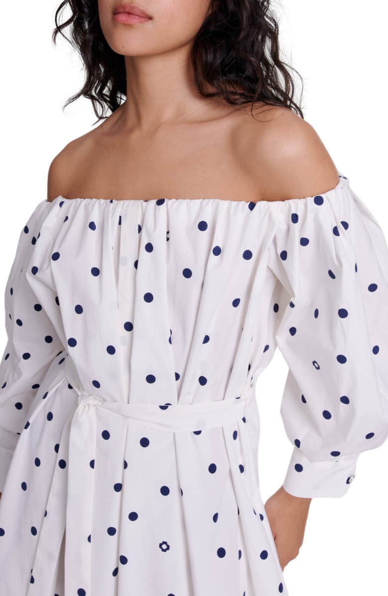 maje Shirt dress with bardot neckline, Alternate, color, 
