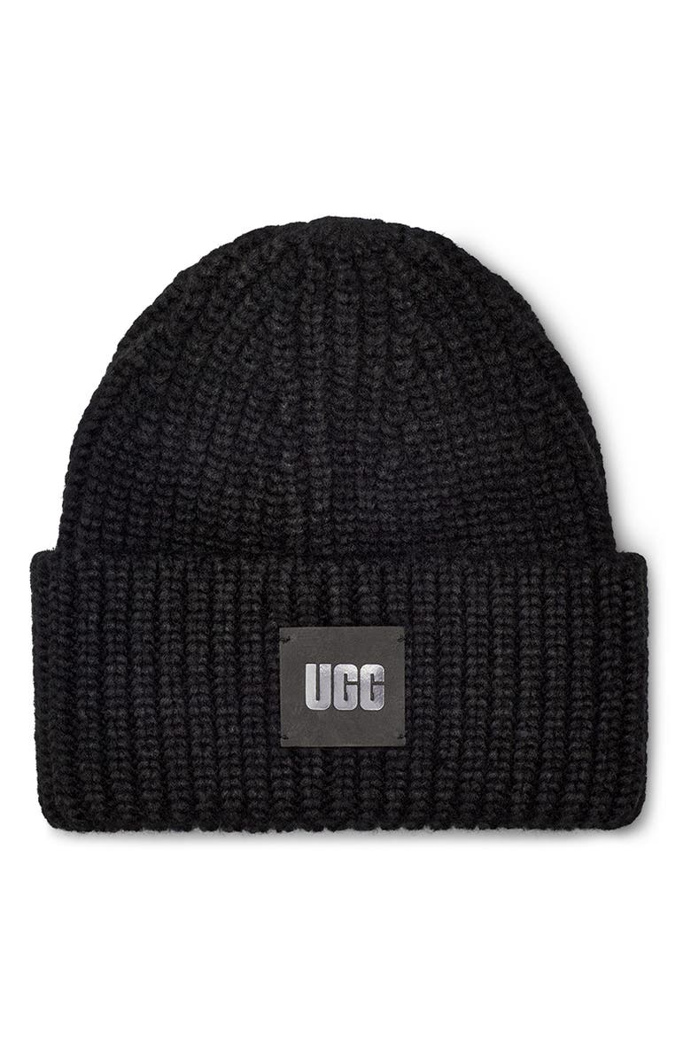 UGG<sup>®</sup> Chunky Ribbed Beanie, Main, color, Black
