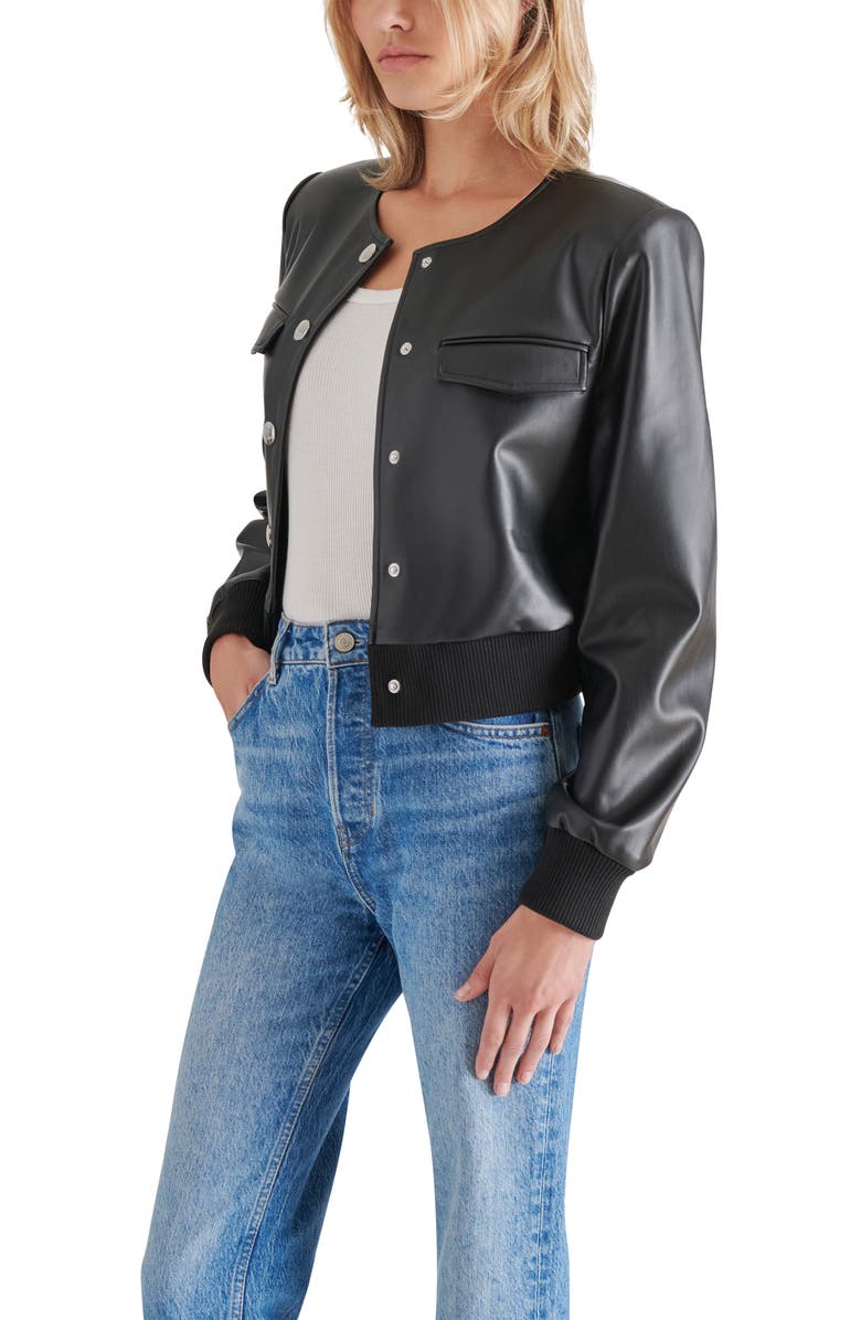 BB Dakota by Steve Madden Faux Leather Crop Bomber Jacket, Alternate, color, 