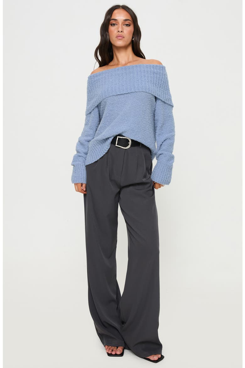 Parkley Off the Shoulder Bouclé Sweater, Alternate, color, BLUE