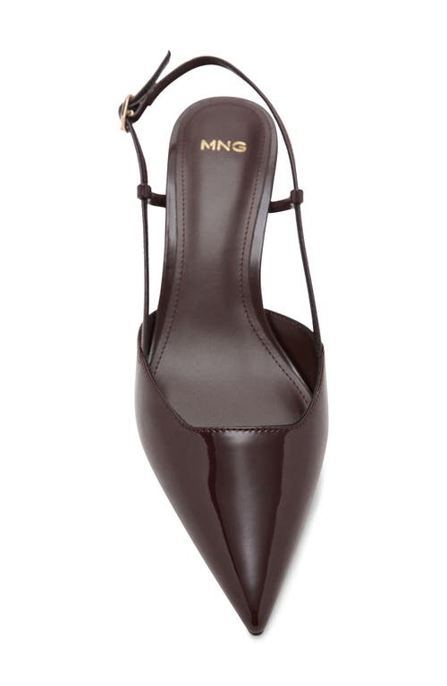 Mango Faux Leather Pointed Slingback Low Heeled Shoes In Brown