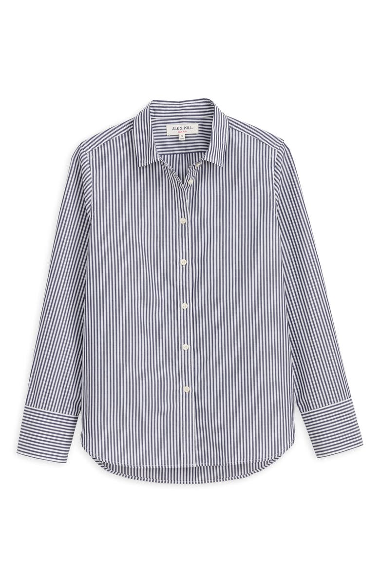 Alex Mill Val Stripe Poplin Button-Up Shirt, Alternate, color, Navy/ White