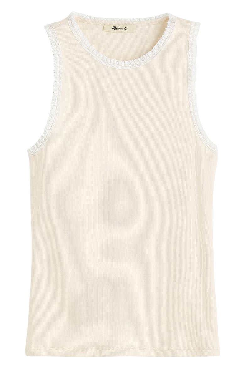 Lace Trim Rib Tank, Alternate, color, VINTAGE IVORY