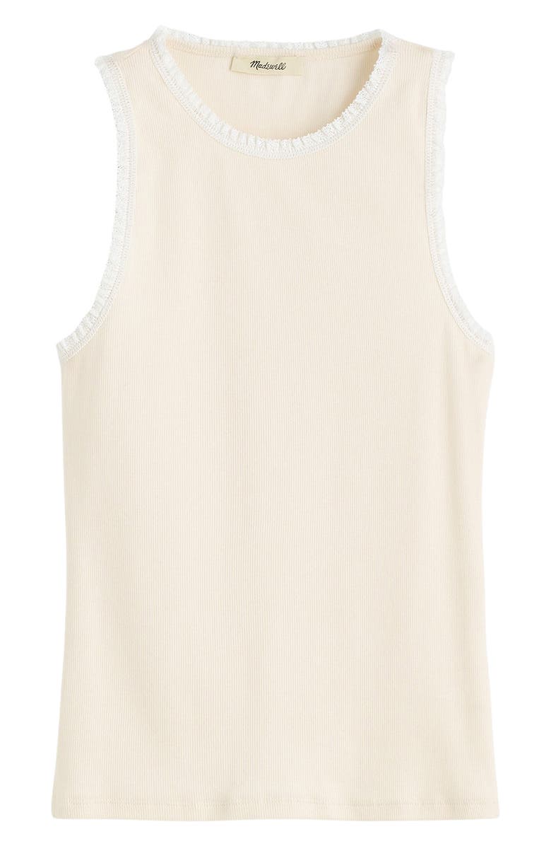 Madewell Lace Trim Rib Tank, Alternate, color, Vintage Ivory
