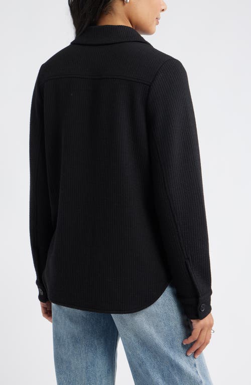 Caslonr Caslon(r) Textured Knit Shirt Jacket In Black