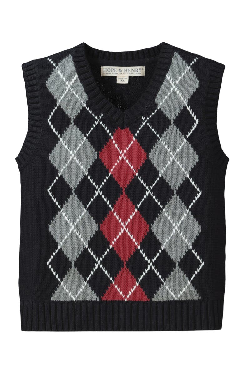 Hope & Henry Boys' Organic Argyle Sweater Vest, Kids, Main, color, 