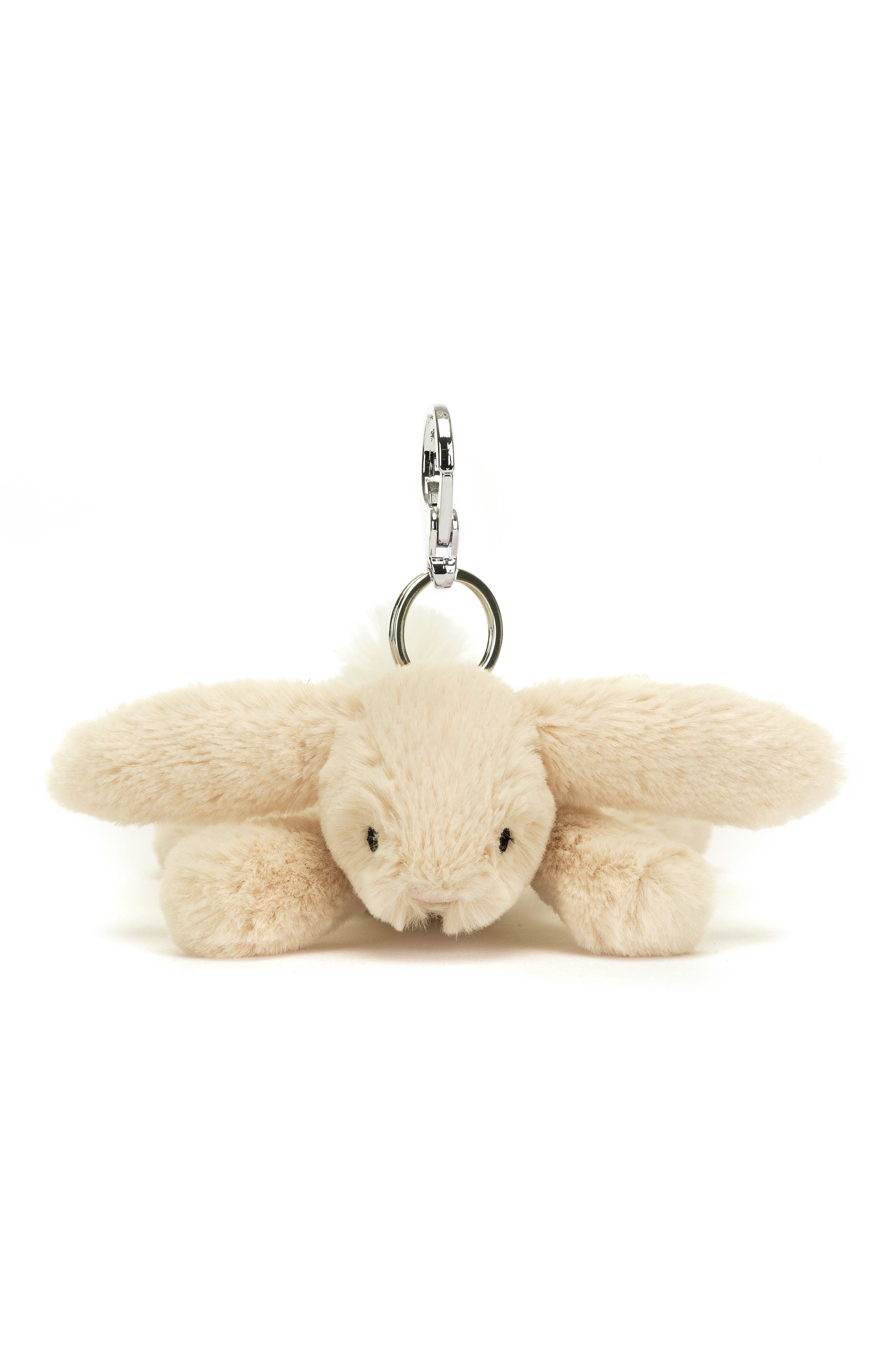 Smudge Rabbit Bag Charm, Main, color, BEIGE