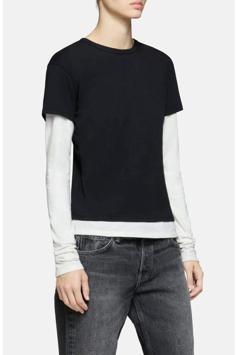 Rory Layered Long Sleeve T-Shirt, Alternate, color, BLACK AND WHITE