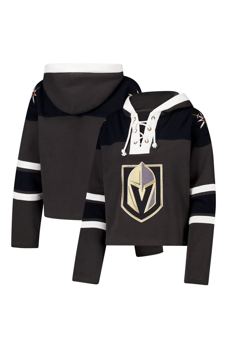 '47 Women's '47 Charcoal Vegas Golden Knights Cropped Superior Lacer Pullover Hoodie, Main, color, Charcoal