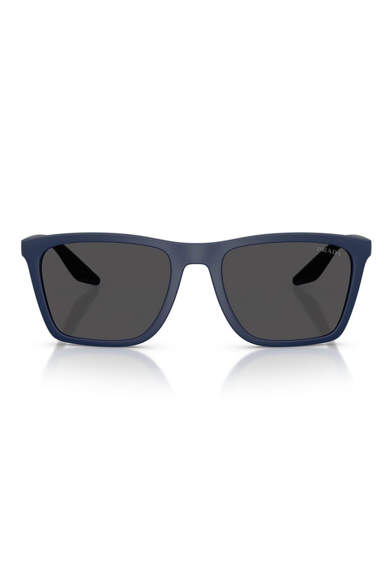 56mm Pillow Sunglasses, Main, color, MATTE BLUE / DARK GREY