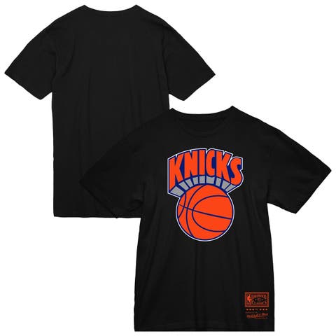 Men's Mitchell & Ness  Black New York Knicks Big & Tall Hardwood Classics Vintage Logo T-Shirt