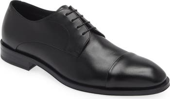 BOSS Men\'s Derrek Cap Toe Derby Lace Up Loafers Black Lather US 9 Boss Men main image 4