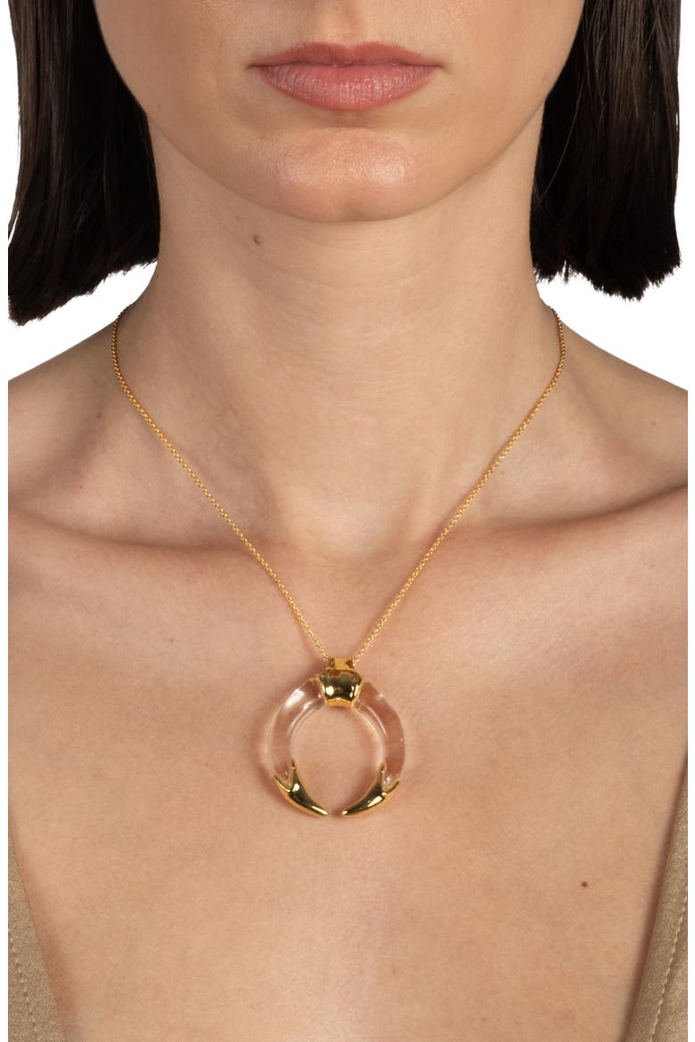 Gilded Tusk Lucite Pendant Necklace, Alternate, color, CRYSTALS
