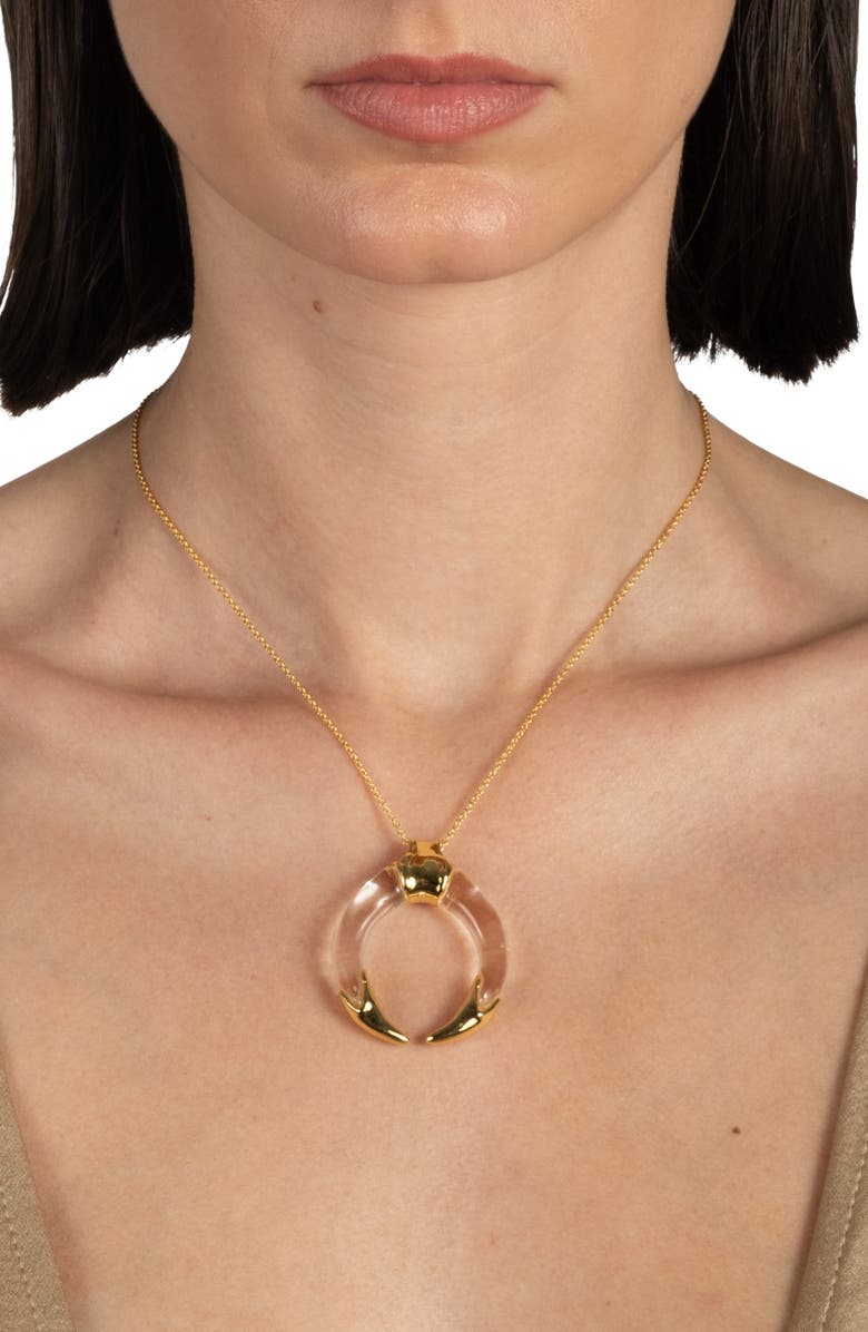 Alexis Bittar Gilded Tusk Lucite Pendant Necklace, Alternate, color, Crystals