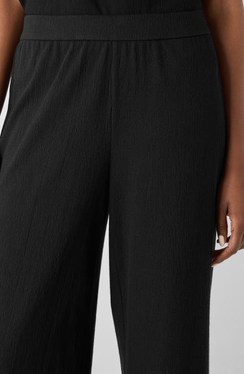 Shop Eileen Fisher Jersey Ankle Wide Leg Pants In Black