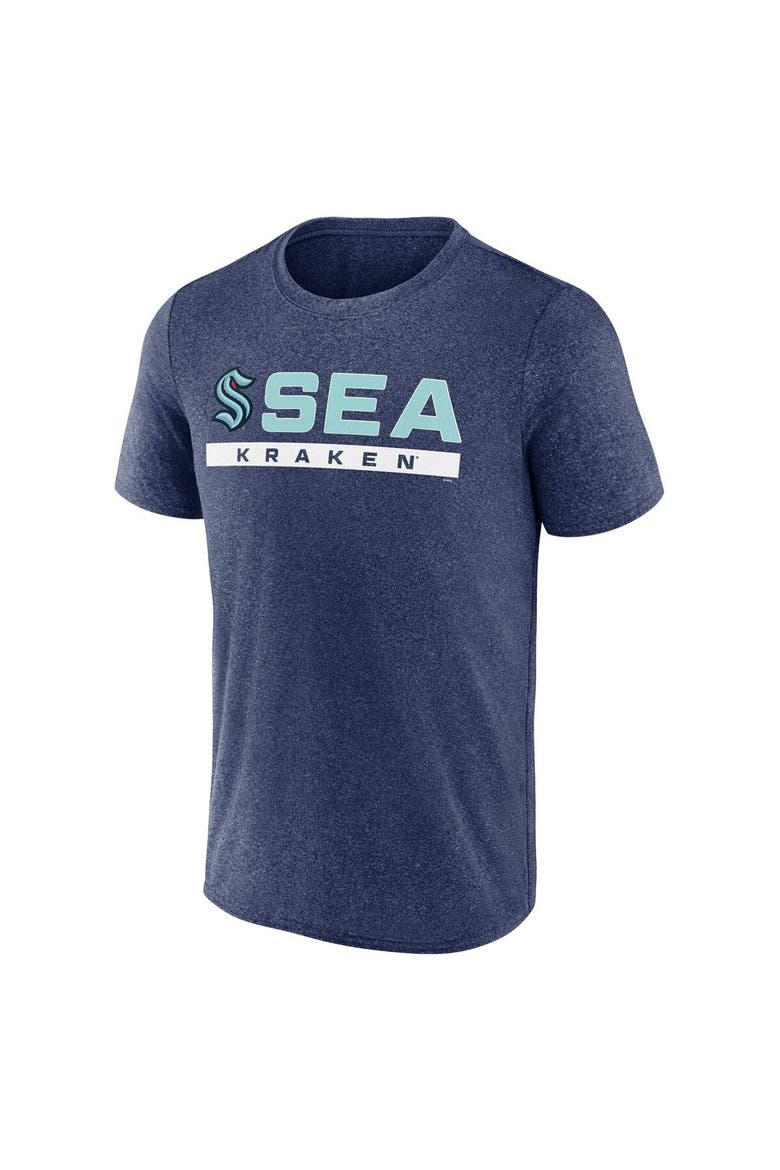 Men's Fanatics Branded Heather Deep Sea Blue Seattle Kraken Playmaker T-Shirt, Alternate, color, Heather Navy