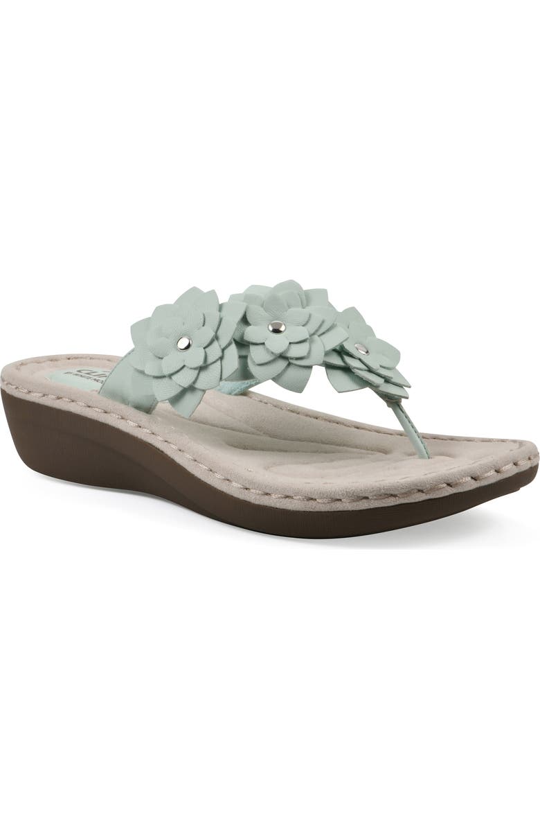 CLIFFS BY WHITE MOUNTAIN Content Wedge Sandal - Wide Width Available, Main, color, Mint Smooth