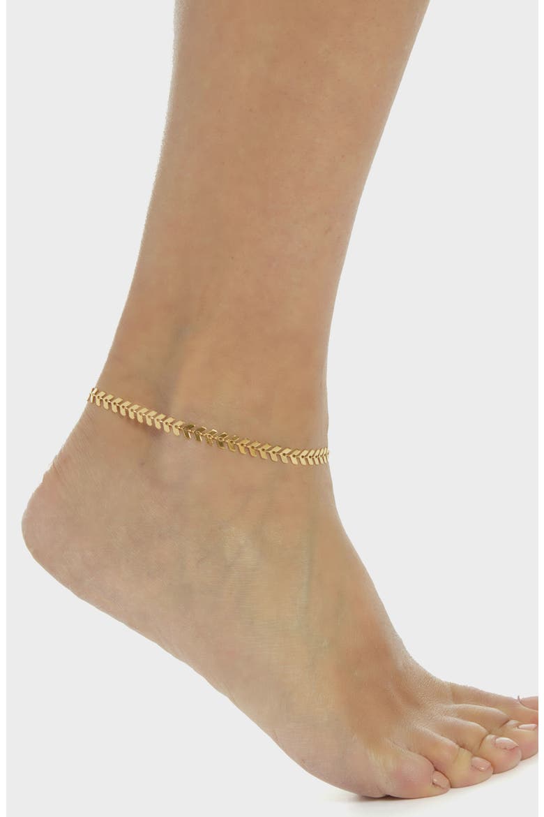 Chevron Chain Anklet, Alternate, color, GOLD