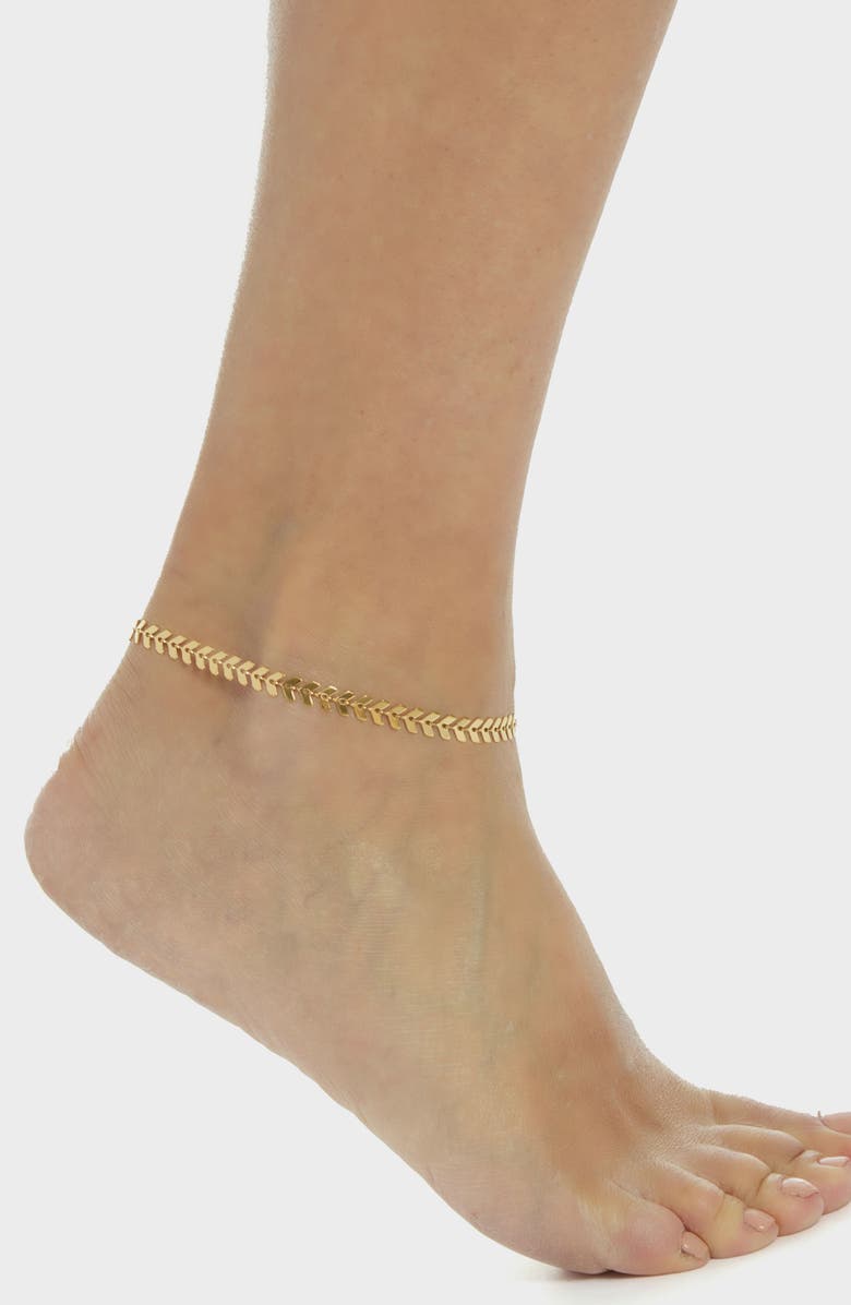 st. Moran Chevron Chain Anklet, Alternate, color, Gold