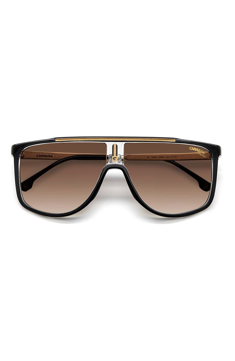 Carrera Eyewear 61mm Gradient Flat Top Sunglasses, Alternate, color, Black Gold/ Brown Gradient