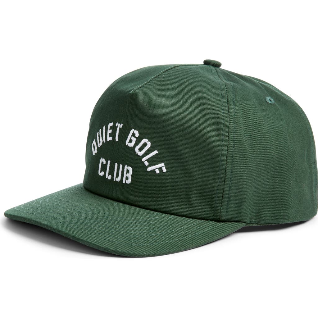 Quiet Golf Logo Embroidered Adjustable Cotton Ball Cap In Green