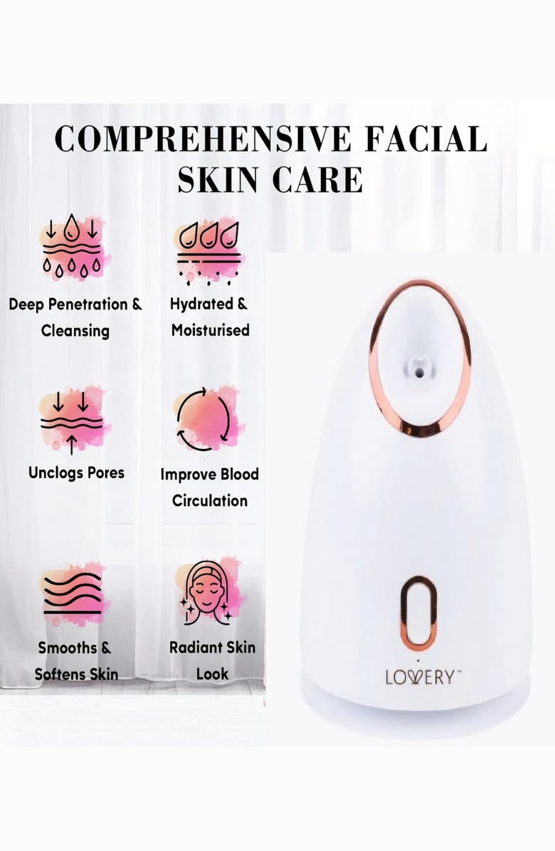 Lovery Ionic Facial Steamer Deep Cleanser & Hydration Mist for Radiant Skin, Alternate, color, White