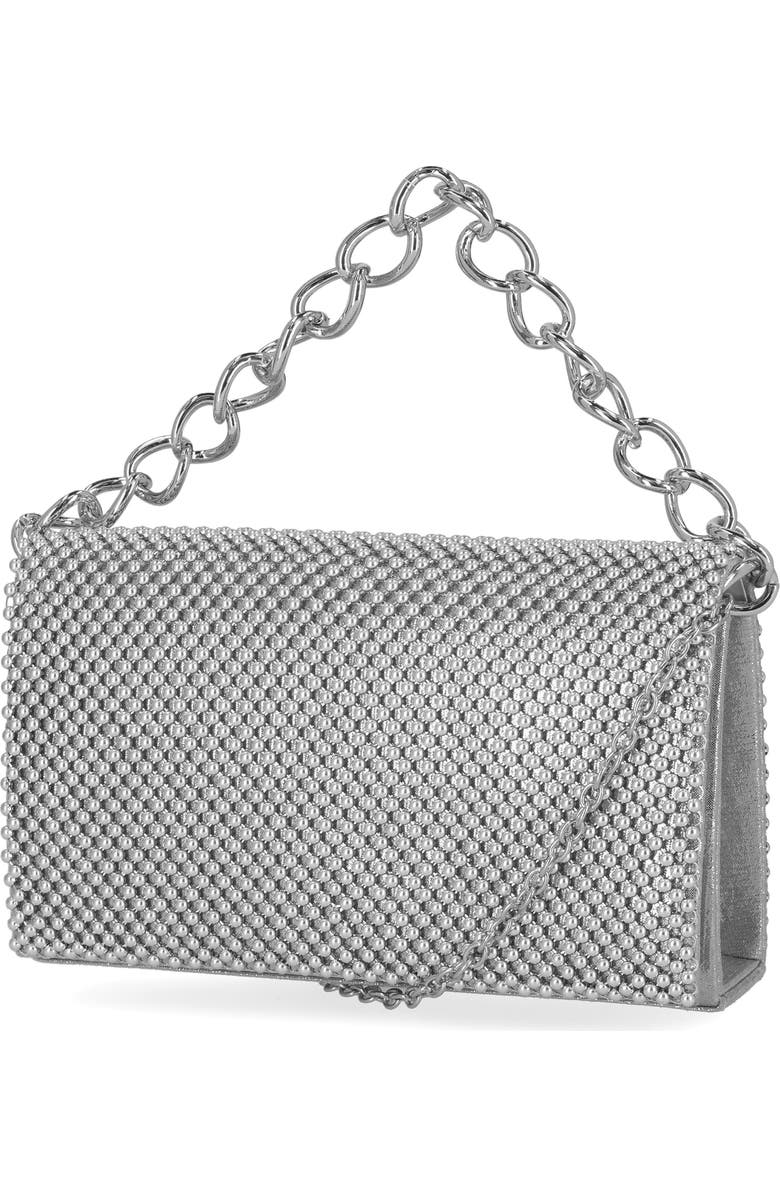 Jessica McClintock Damiana Beaded Metal Mesh Clutch, Alternate, color, Silver