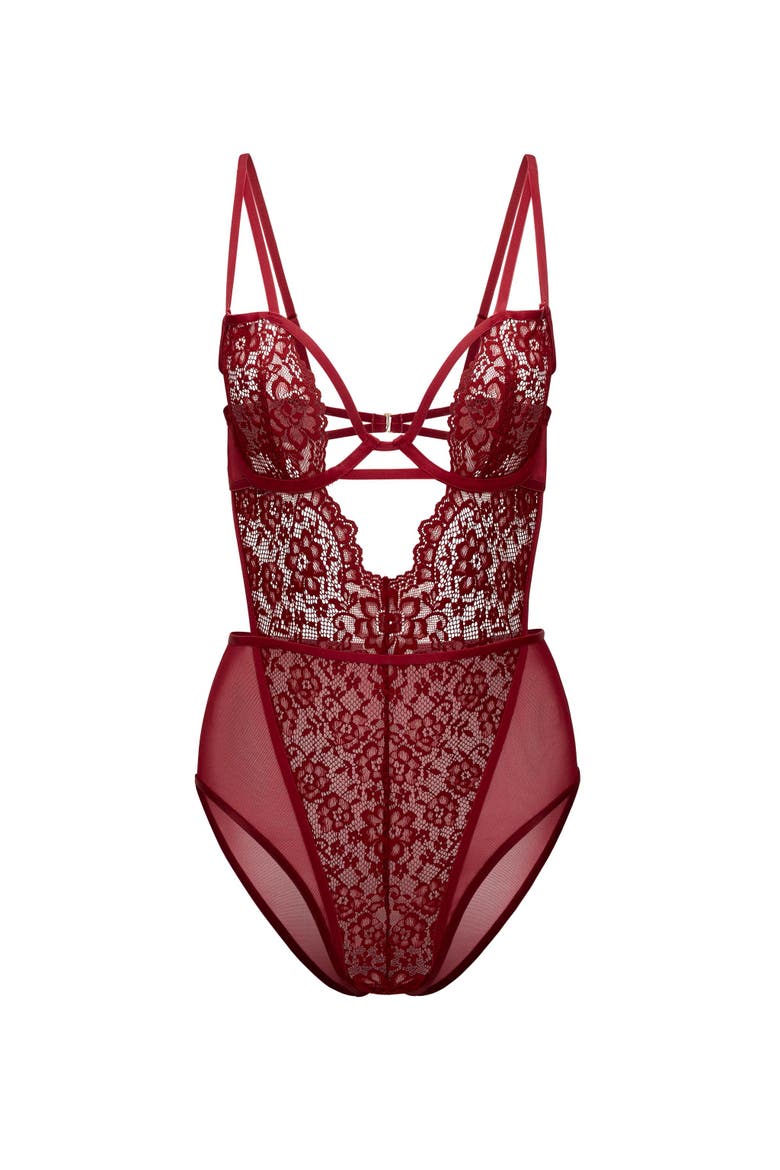 Sersha Bodysuit Lingerie, Alternate, color, Dark red