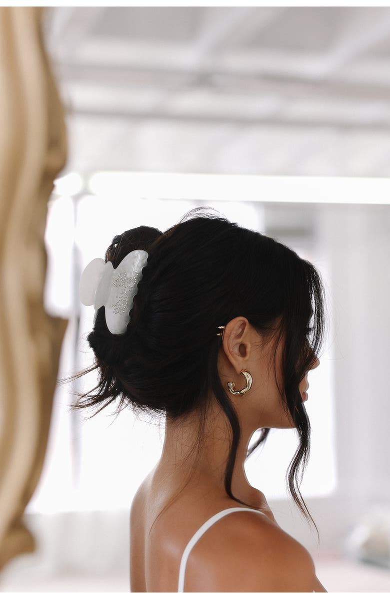 Untamed Petals BRIDE Crystal Claw Clip, Alternate, color, White